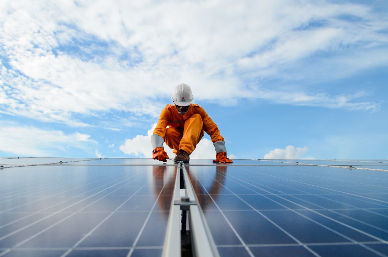 Solar panel and wind turbine