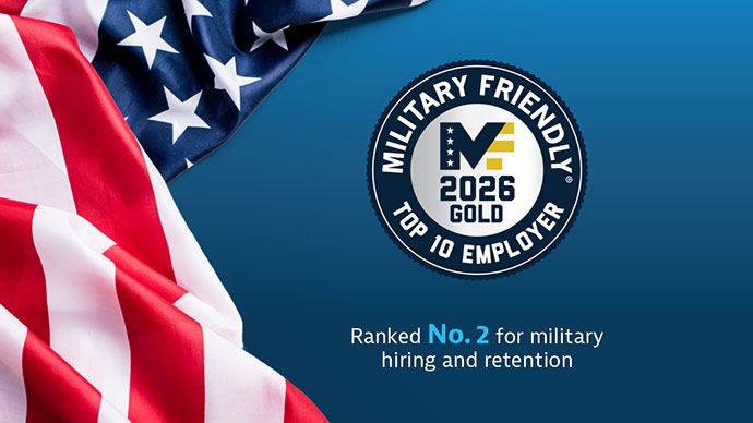 2026 Military Friendly, ranked #2 for military hiring and retention banner