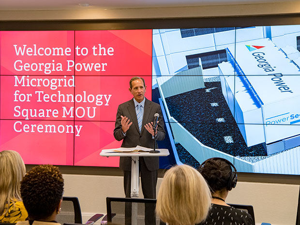 Paul Bowers announces microgrid project at Georgia Experience Center