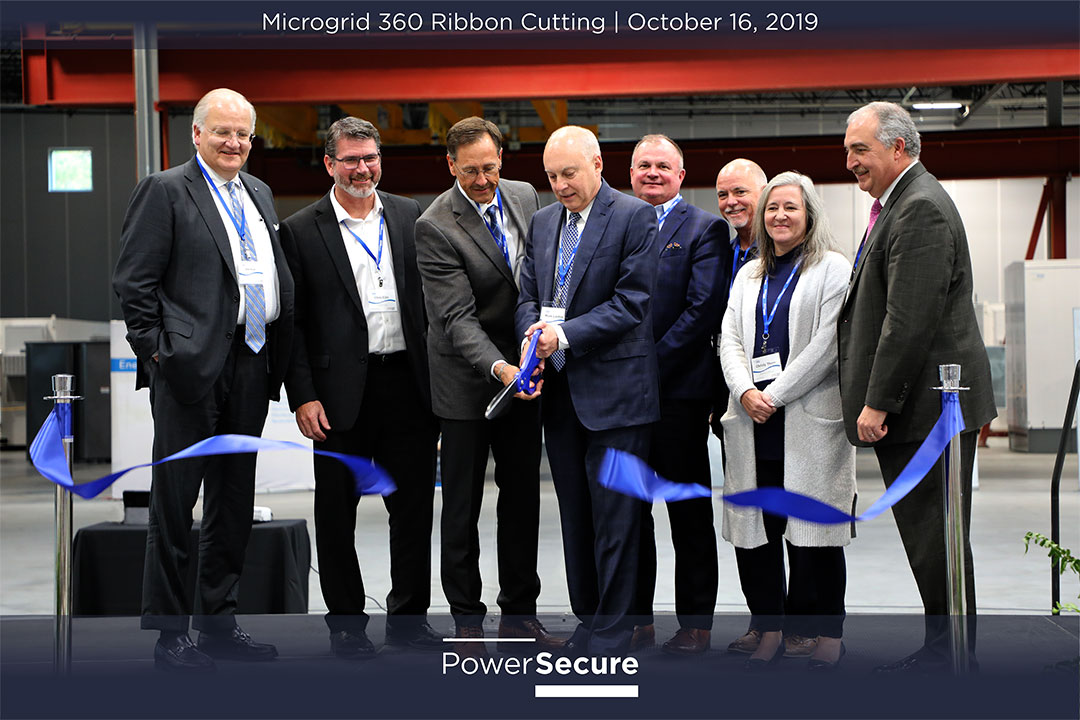 Ribbon cutting ceremony at Triangle Park microgrid