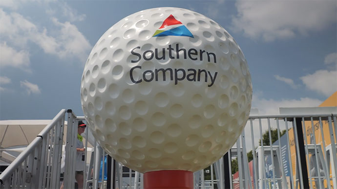Giant golf ball with Southern Company logo