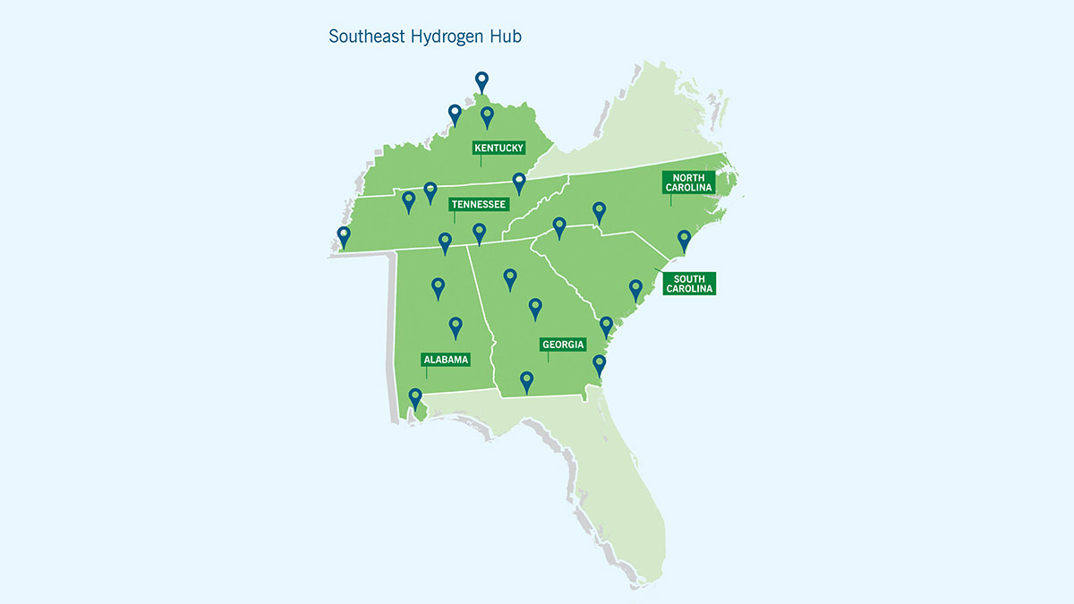 Southeastern H2 hub map
