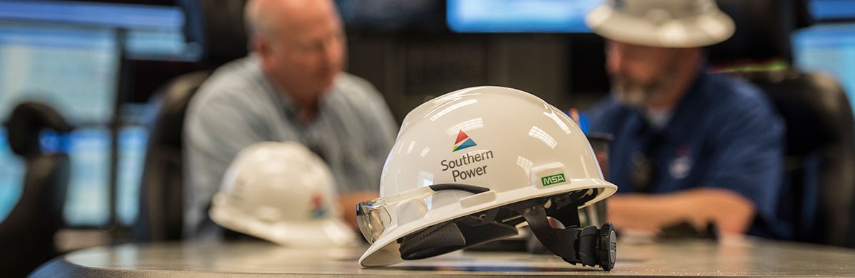 Southern Power hardhart on a desk