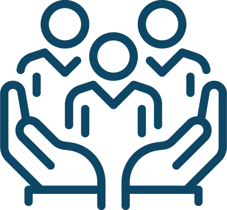 Hands with holding people icon