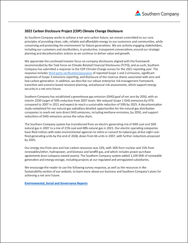 CDP Climate Disclosure Report 2022