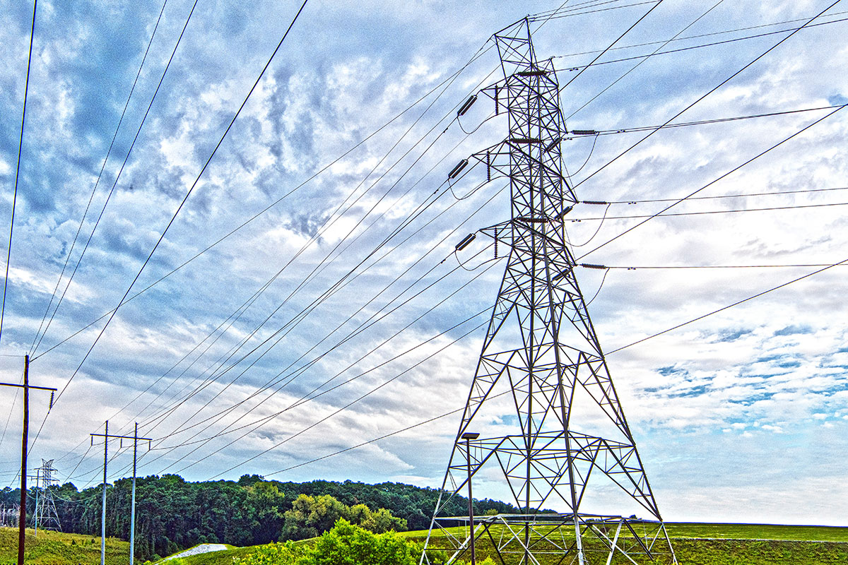 Transmission lines and blue sky