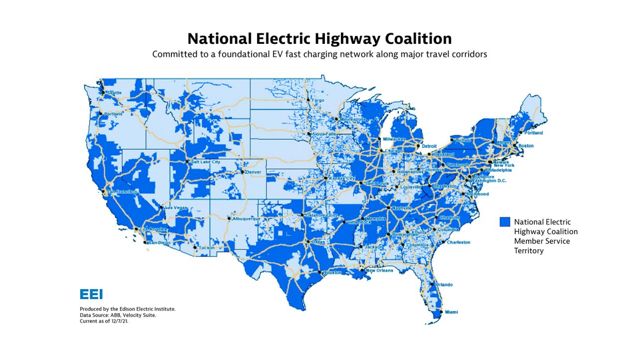 EV National Electric Highway Coalition Members Map